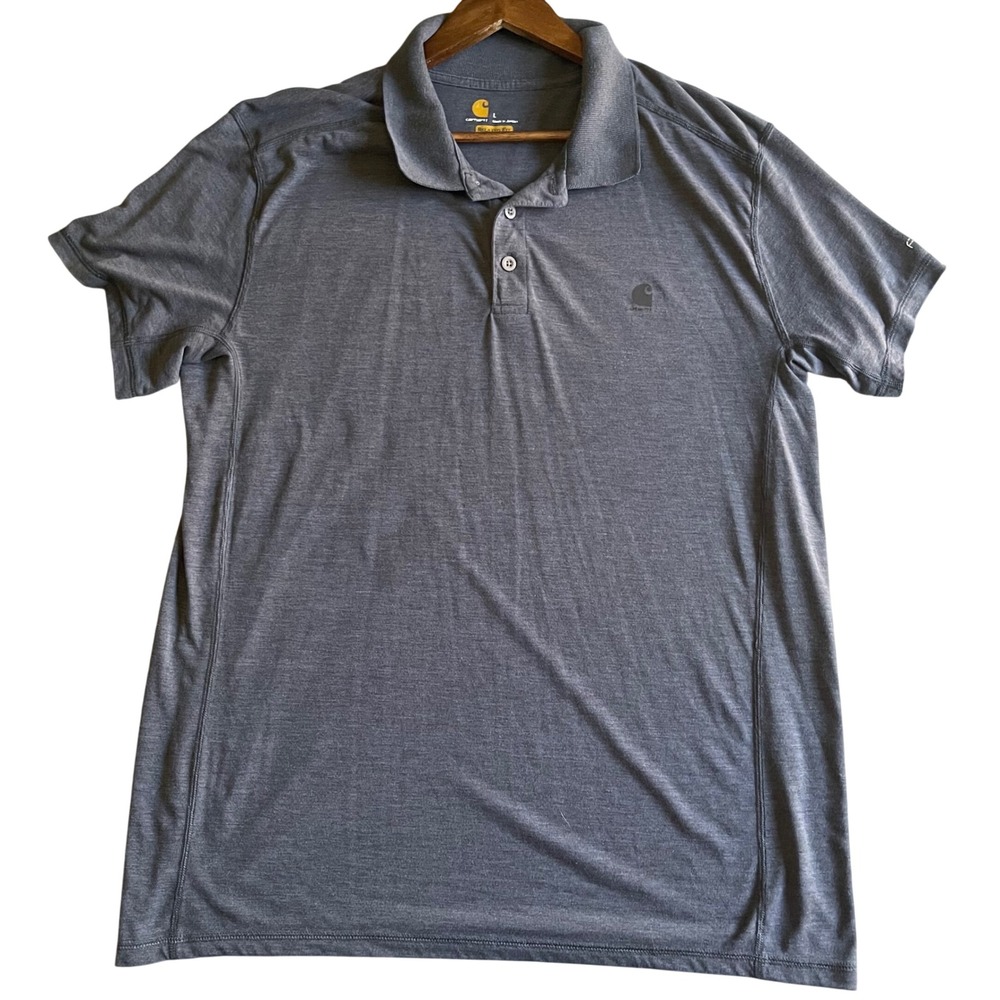 Carhartt Polo Shirt Mens L Gray Force Extremes Relaxed Fit Performance Workwear